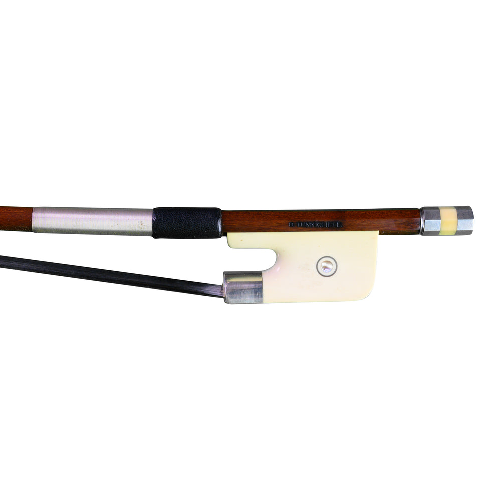 Brian Tunnicliffe French Double Bass Bow In Ivory & Silver With Additional Frog In Ebony & Silver
